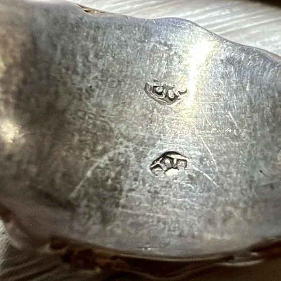 Vintage Designer Hallmarked Sterling Silver & Gold Brutalist Ring, Size 6